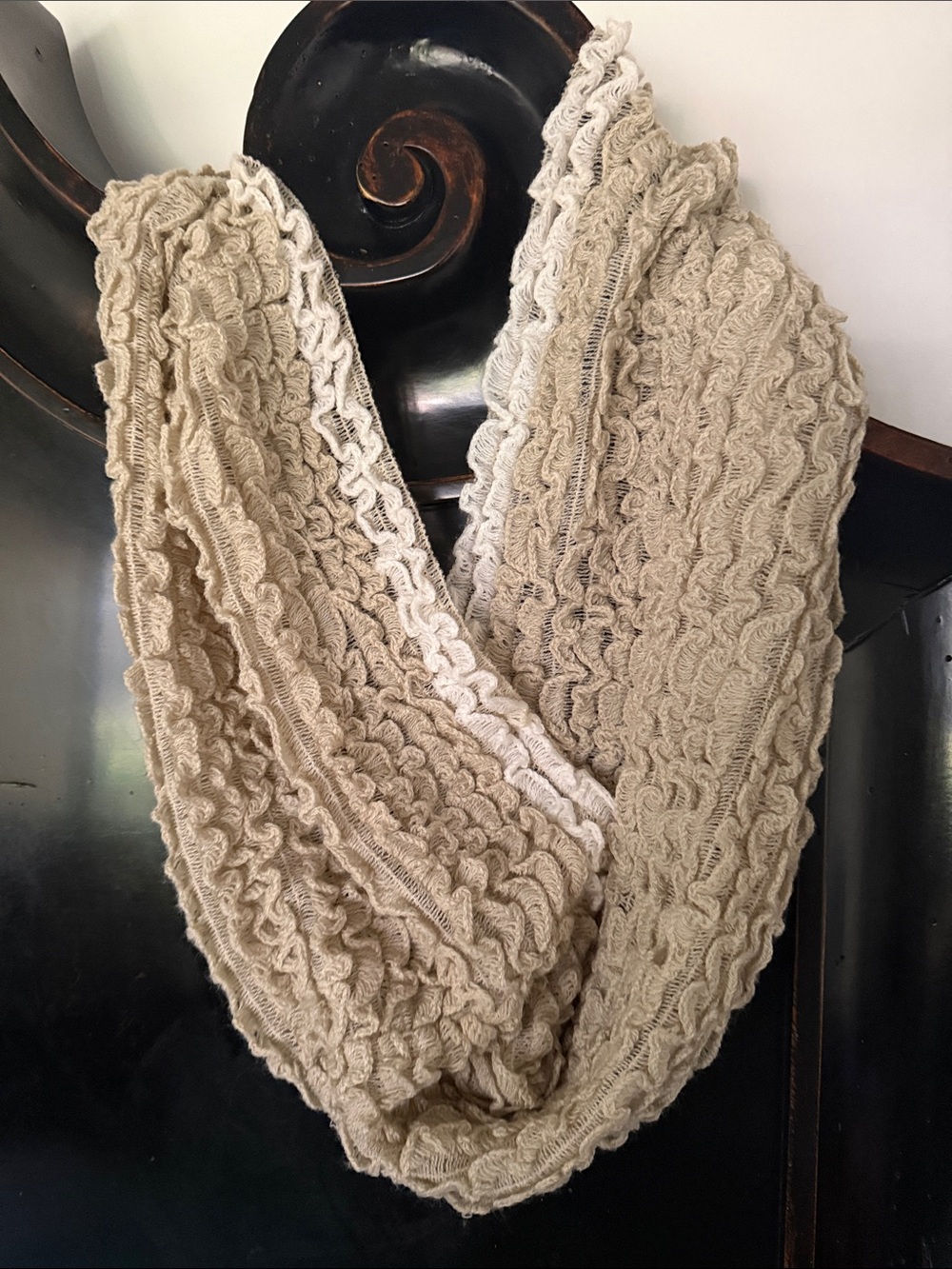 Anthropologie Beige Crocheted Infinity Scarf